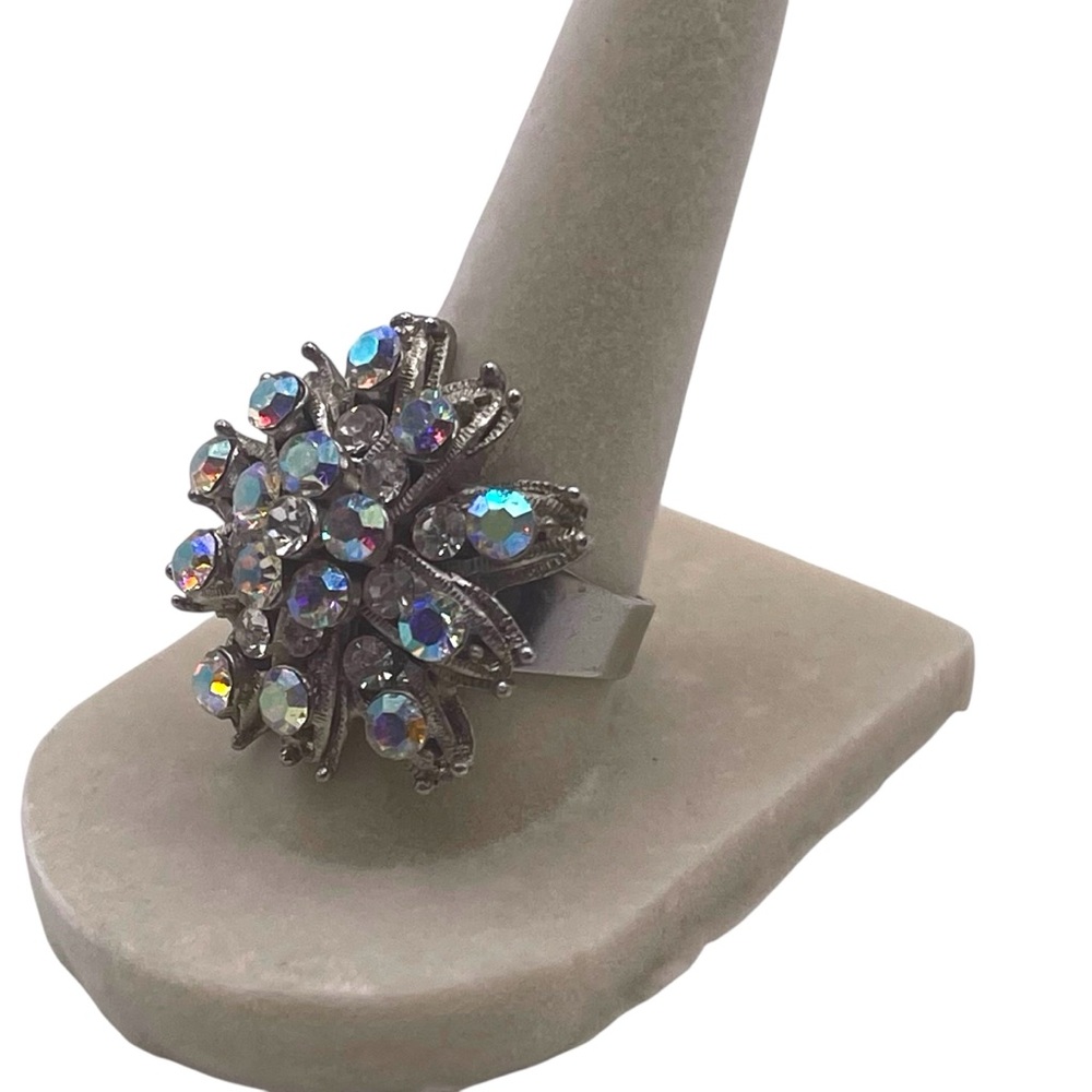 ❤️ Aurora Borealis Crystal Rhinestone Sunburst Adjustable Ring